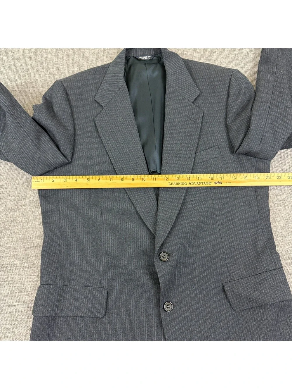 Vintage 90s Kuppenheimer Mens 42R Gray Pinstripe Wool Blazer Sport Coat USA